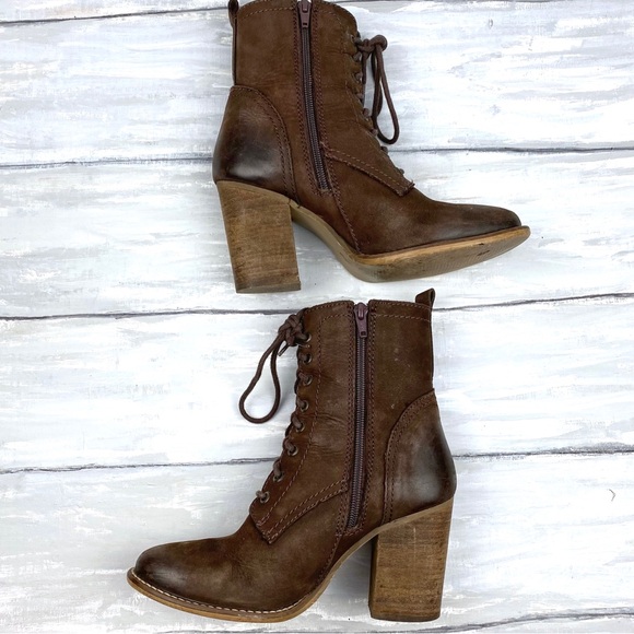 Steve Madden Brown Lace-Up Leather Boots “Lauren” Chocolate Brown Combat Boot 8M - Picture 13 of 16